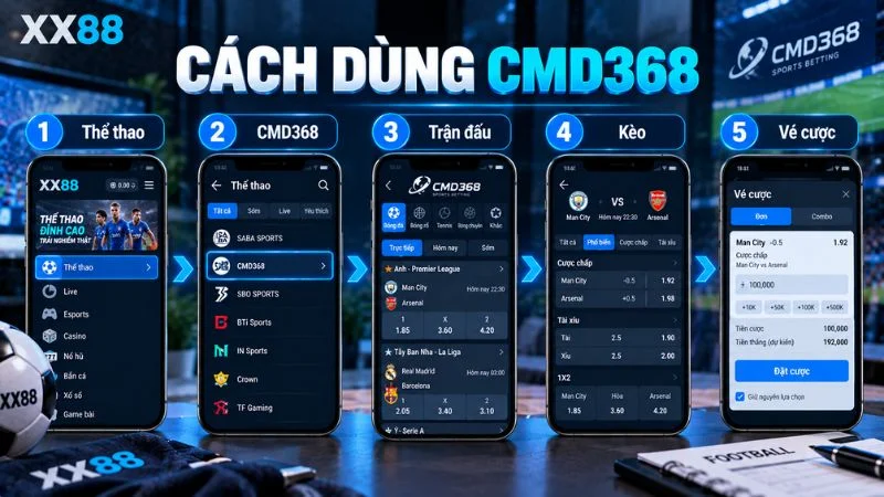 Quy trình chọn trận và sử dụng CMD368 tại XX88