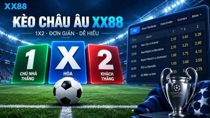 Kèo châu Âu XX88 theo hình thức 1X2