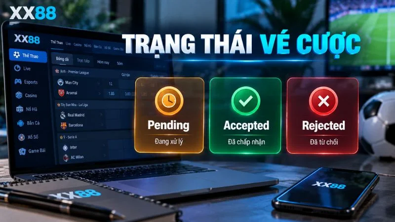 Các trạng thái vé cược live XX88